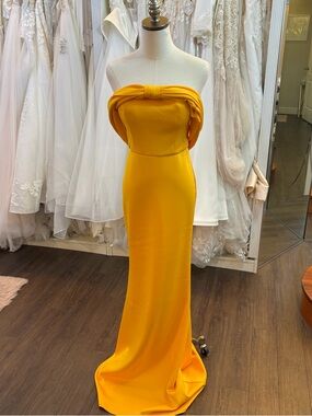 Strapless Yellow Evening Gown